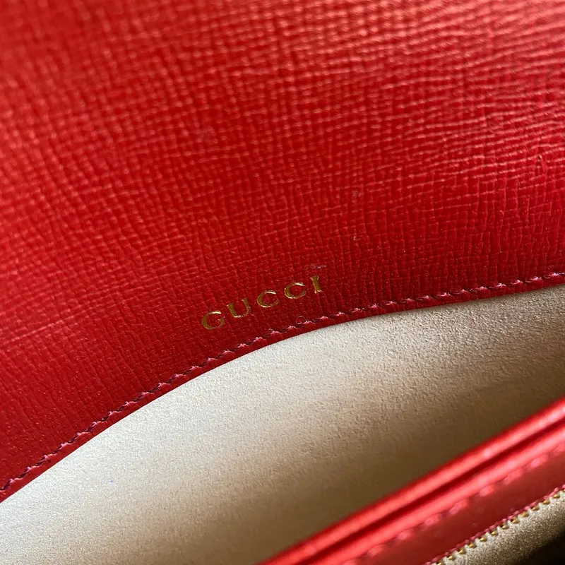 Gucci Horsebit 1955 shoulder bag 602204 Beige with red leather