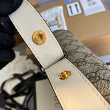 Gucci Horsebit 1955 shoulder bag 602204 Beige with white leather