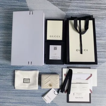 Gucci 466492 GG Marmont card case wallet in White