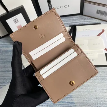 Gucci 466492 GG Marmont card case wallet in Light Pink