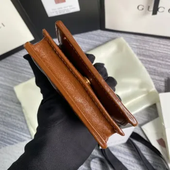 Gucci 466492 GG Marmont card case wallet in Brown