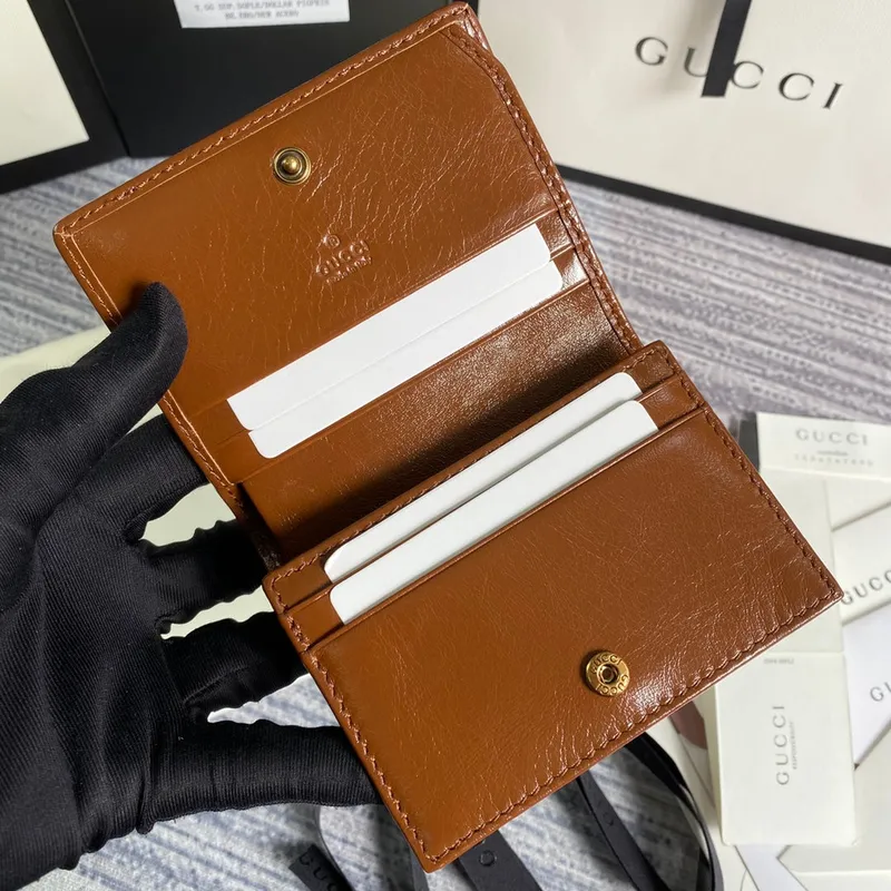 Gucci 466492 GG Marmont card case wallet in Brown