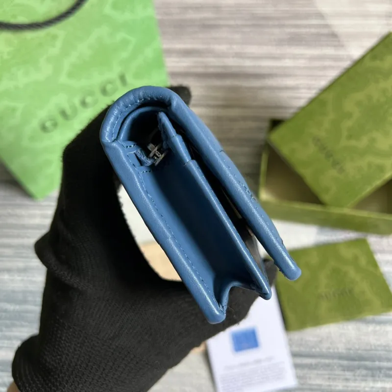 Gucci 466492 GG Marmont card case wallet in Blue