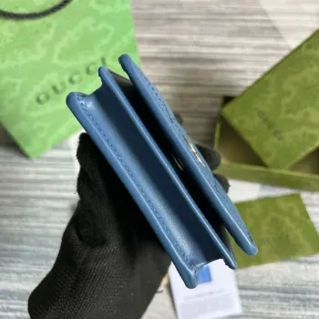 Gucci 466492 GG Marmont card case wallet in Blue