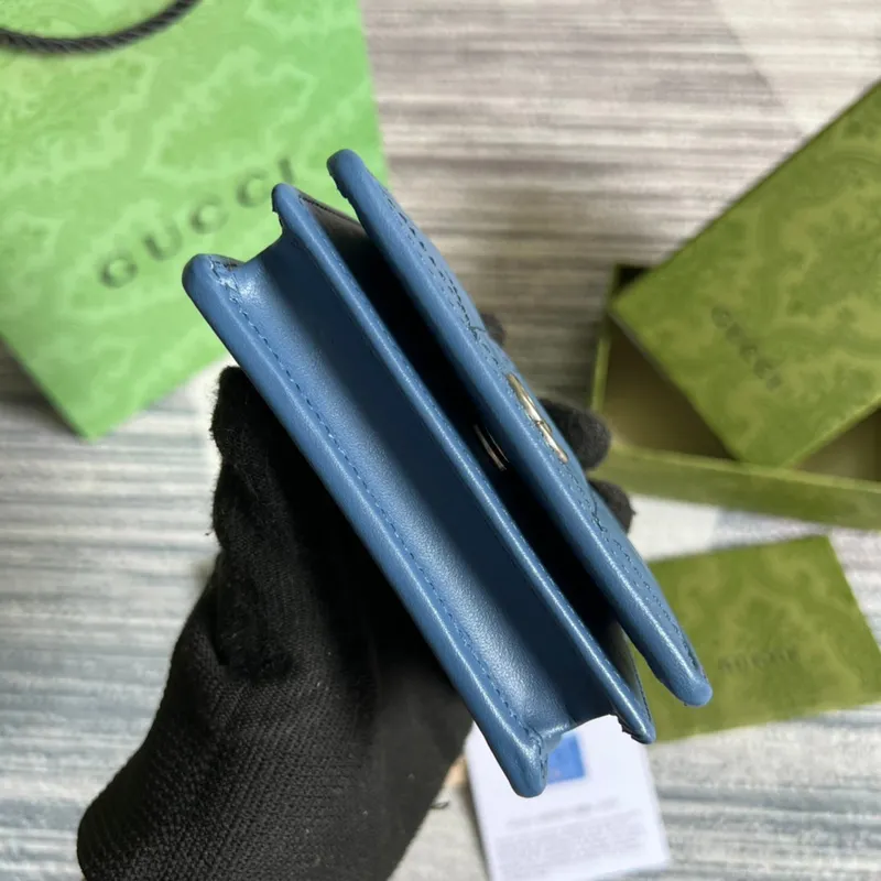Gucci 466492 GG Marmont card case wallet in Blue