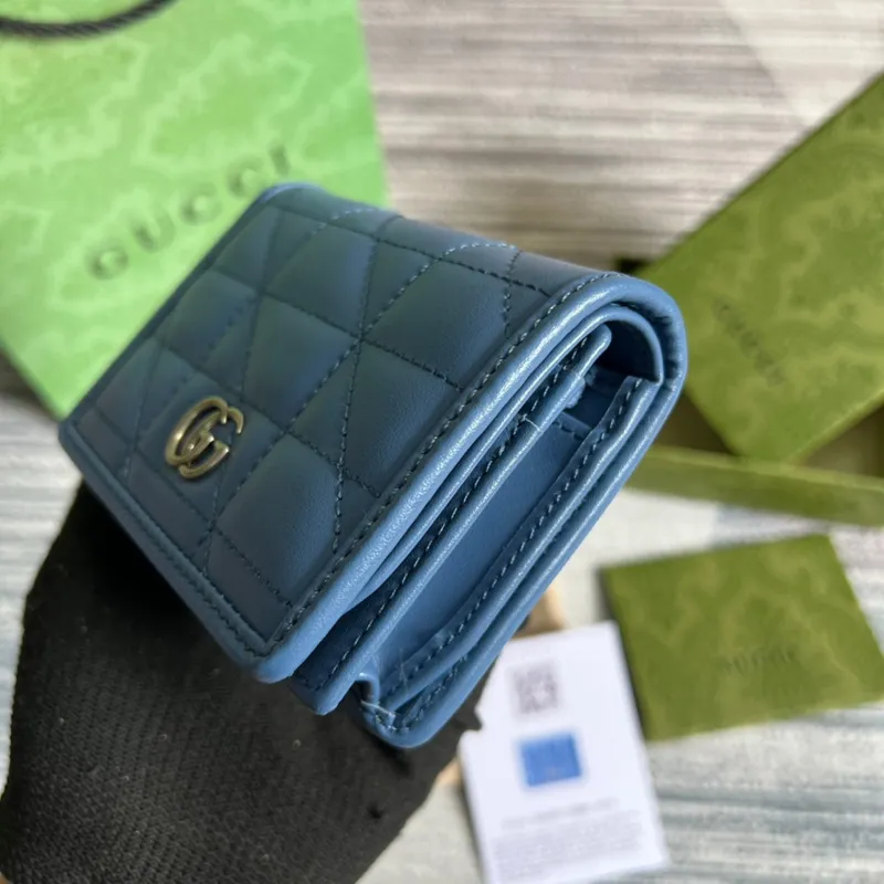 Gucci 466492 GG Marmont card case wallet in Blue