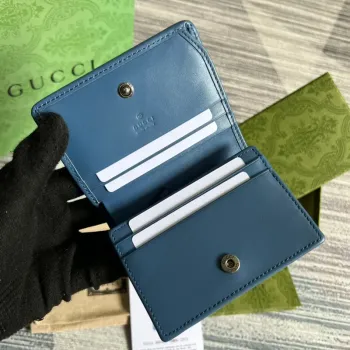 Gucci 466492 GG Marmont card case wallet in Blue