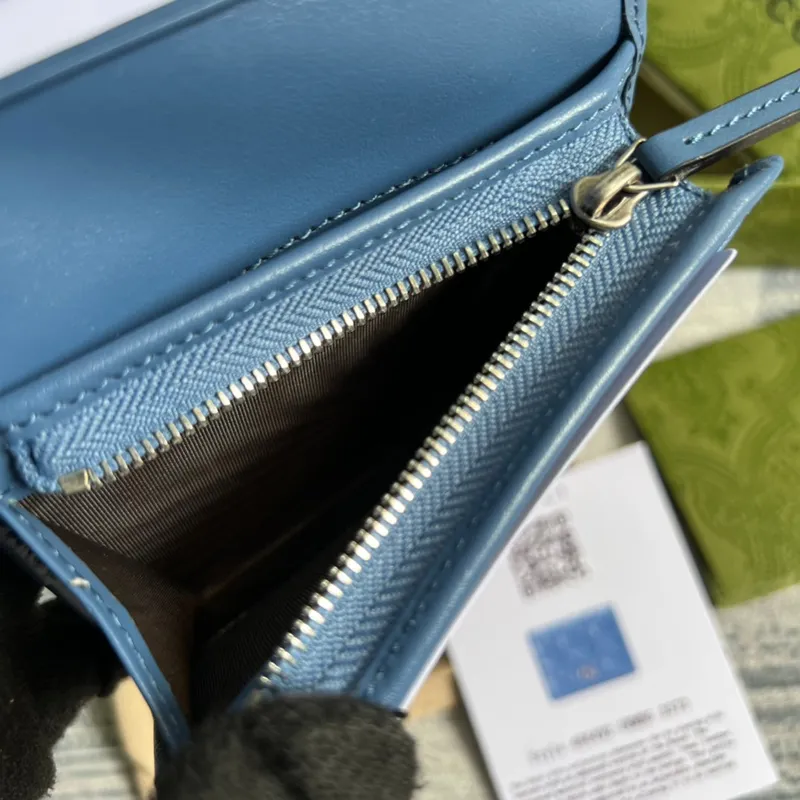 Gucci 466492 GG Marmont card case wallet in Blue