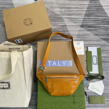 Gucci 658582 GG embossed belt bag Yellow GG embossed leather