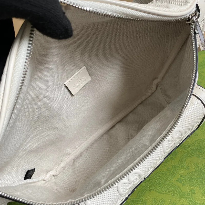 Gucci  645093 GG embossed belt bag White GG embossed leather