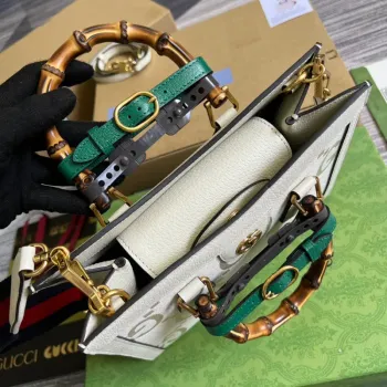 Gucci 702721 Diana Small Tote Bag GG white leather