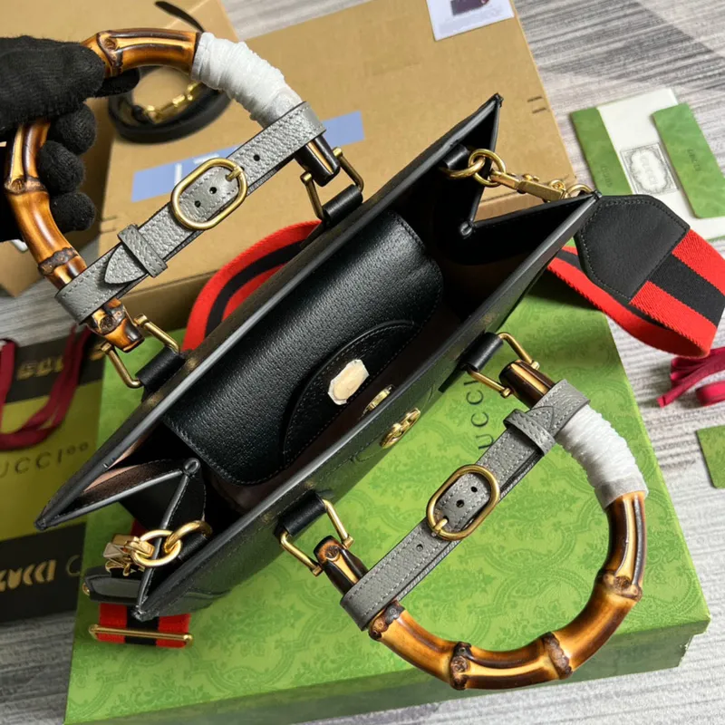 Gucci 702721 Diana Small Tote Bag Black leather