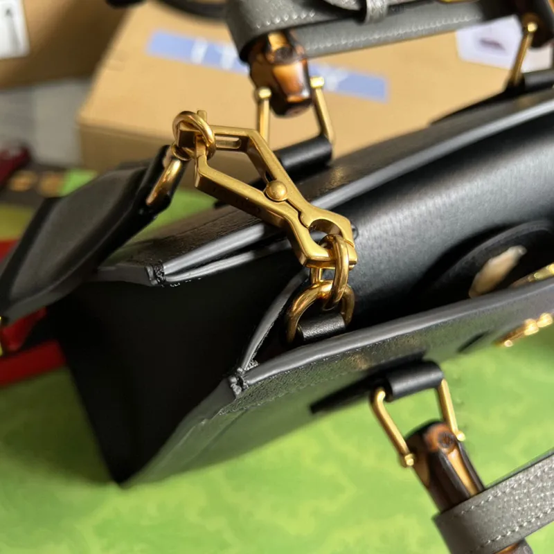 Gucci 702721 Diana Small Tote Bag Black leather