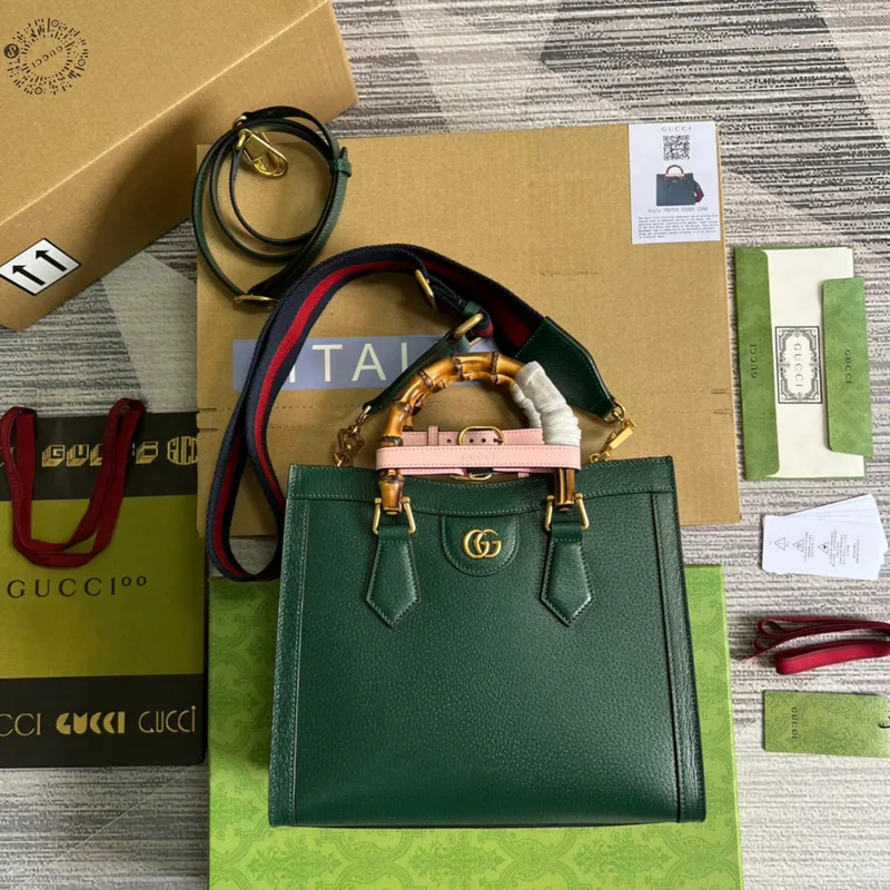Gucci 702721 Diana Small Tote Bag Green leather