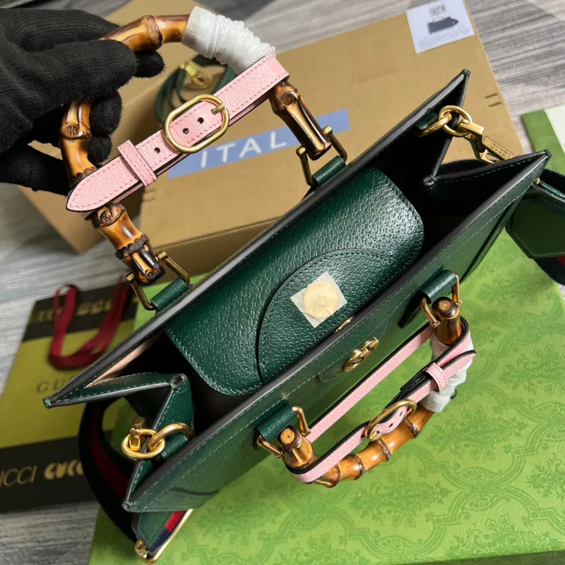 Gucci 702721 Diana Small Tote Bag Green leather