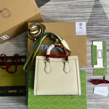 Gucci 702721 Diana Small Tote Bag White leather