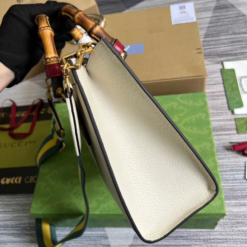 Gucci 702721 Diana Small Tote Bag White leather