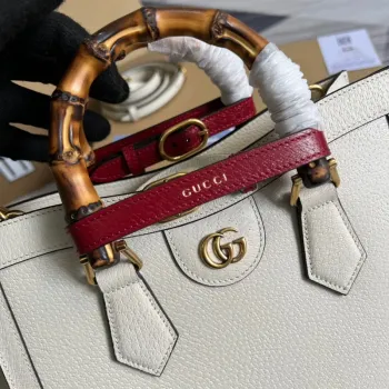 Gucci 702721 Diana Small Tote Bag White leather