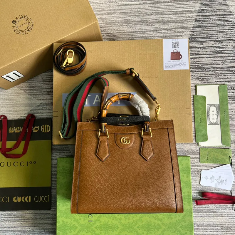 Gucci 702721 Diana Small Tote Bag Brown leather