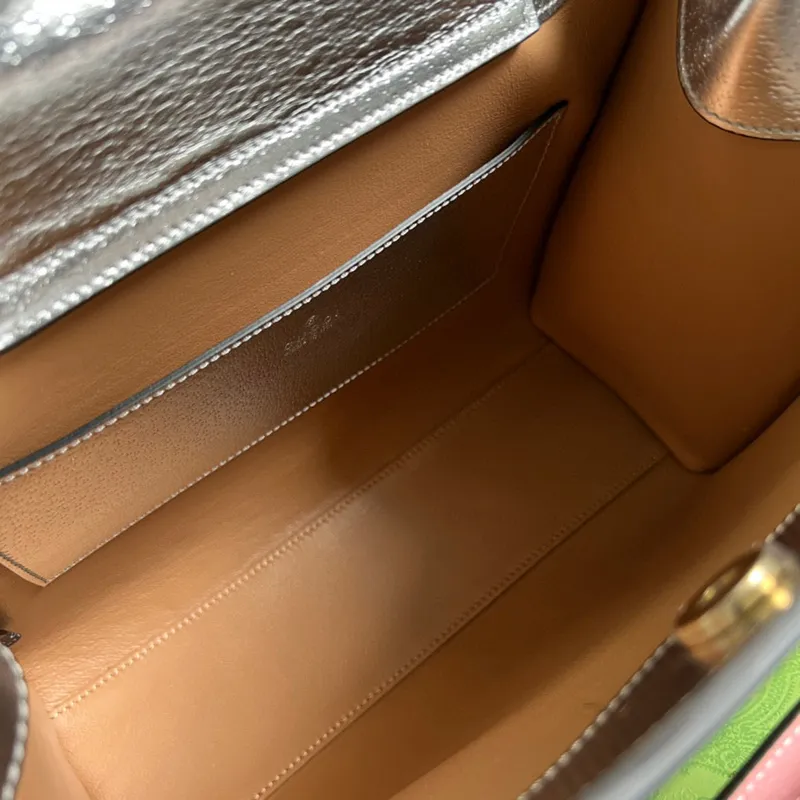 Gucci 702721 Diana Small Tote Bag Silver