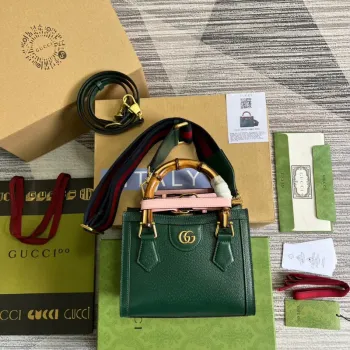 Gucci 702732 Diana Mini Tote Bag Green leather
