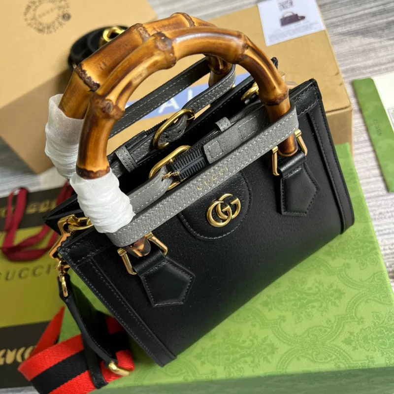 Gucci 702732 Gucci Diana Mini Tote Bag Black leather