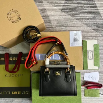 Gucci 702732 Gucci Diana Mini Tote Bag Black leather