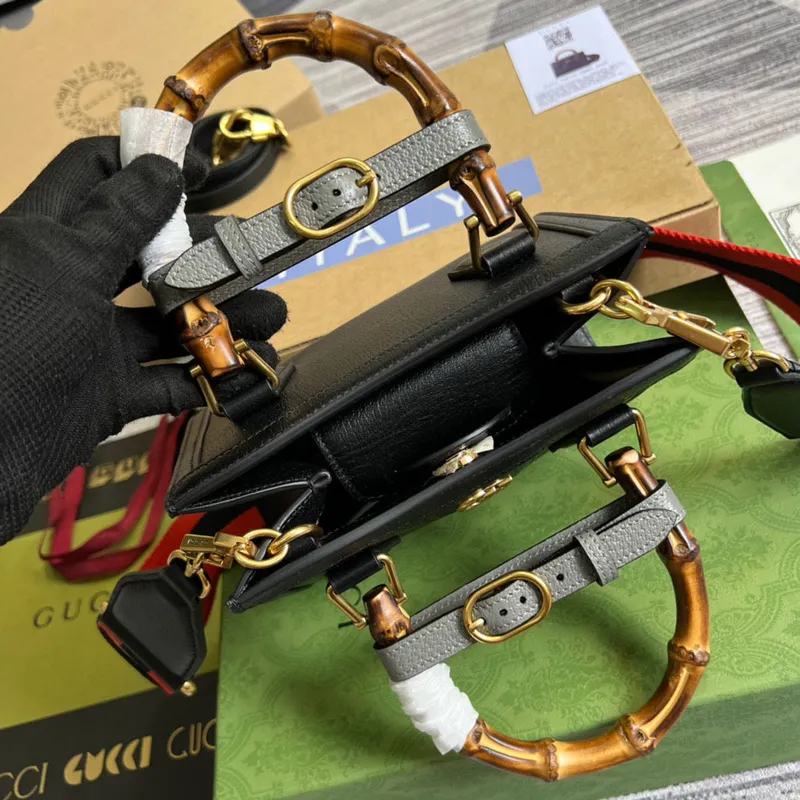 Gucci 702732 Gucci Diana Mini Tote Bag Black leather