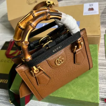 Gucci 702732 Gucci Diana Mini Tote Bag Brown leather