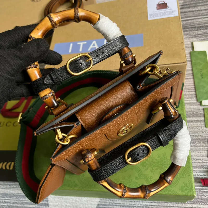 Gucci 702732 Gucci Diana Mini Tote Bag Brown leather