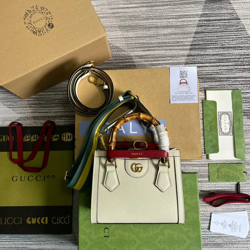 Gucci 702732 Gucci Diana Mini Tote Bag White leather