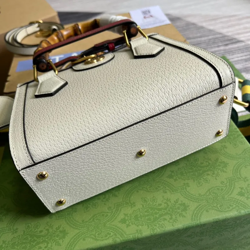 Gucci 702732 Gucci Diana Mini Tote Bag White leather