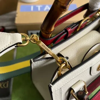 Gucci 702732 Gucci Diana Mini Tote Bag White leather