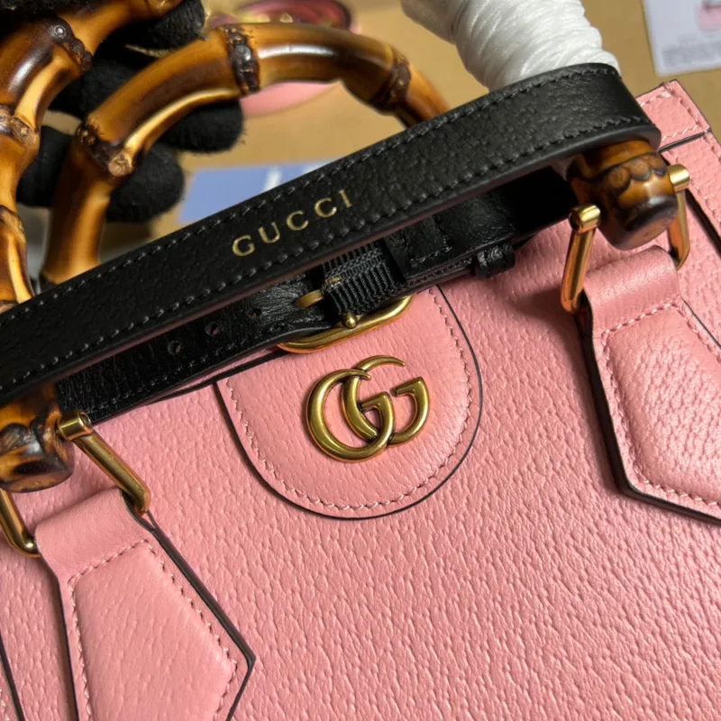 Gucci 702732 Gucci Diana Mini Tote Bag Pink leather