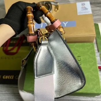 Gucci 702732 Gucci Diana Mini Tote Bag Silver