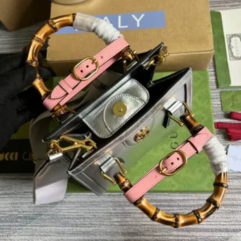 Gucci 702732 Gucci Diana Mini Tote Bag Silver