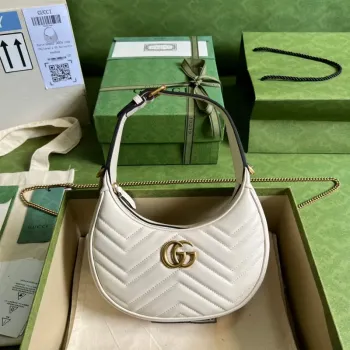 Gucci 699514 GG Marmont half moon shaped mini bag White