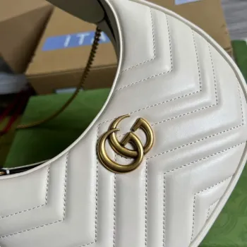 Gucci 699514 GG Marmont half moon shaped mini bag White