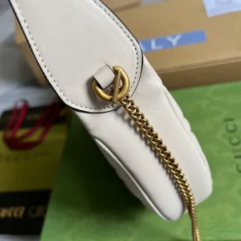 Gucci 699514 GG Marmont half moon shaped mini bag White