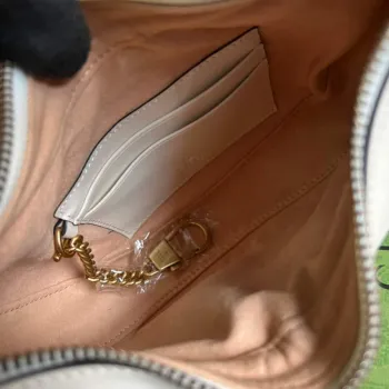 Gucci 699514 GG Marmont half moon shaped mini bag White