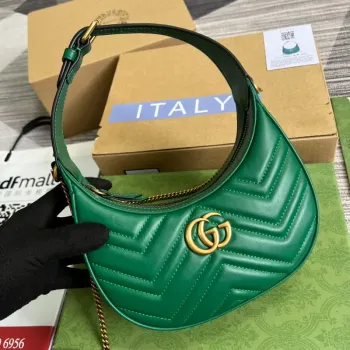 Gucci 699514 GG Marmont half moon shaped mini bag Green