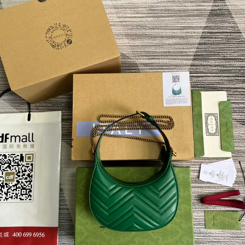 Gucci 699514 GG Marmont half moon shaped mini bag Green