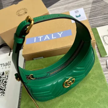 Gucci 699514 GG Marmont half moon shaped mini bag Green