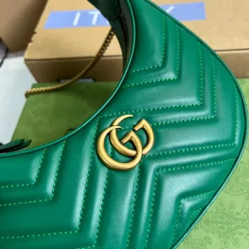 Gucci 699514 GG Marmont half moon shaped mini bag Green