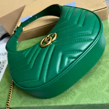 Gucci 699514 GG Marmont half moon shaped mini bag Green