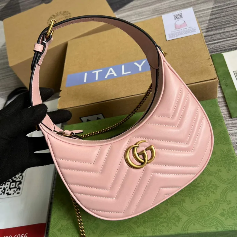 Gucci 699514 GG Marmont half moon shaped mini bag Pink