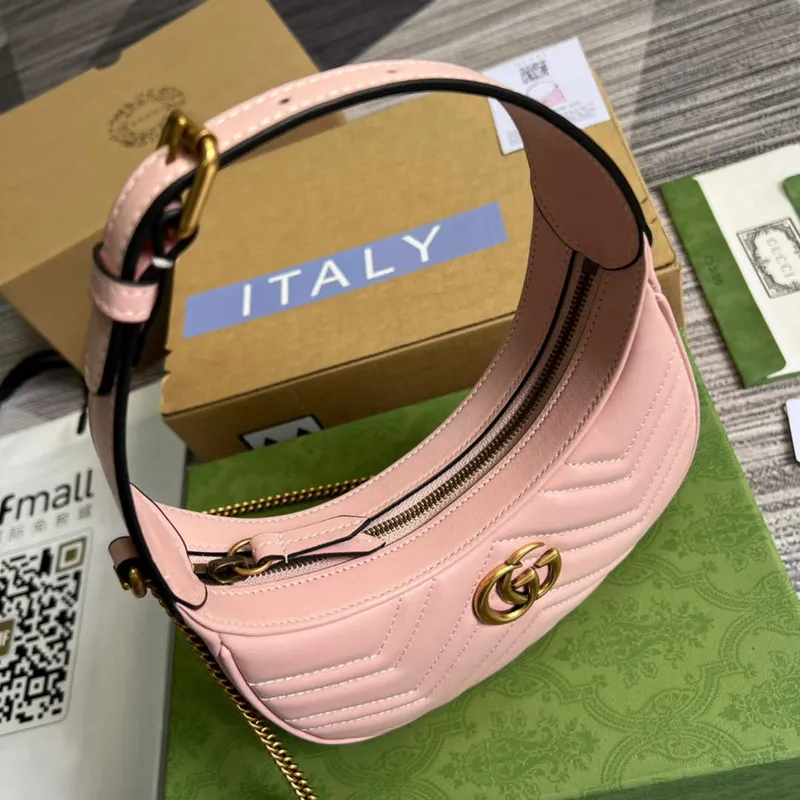 Gucci 699514 GG Marmont half moon shaped mini bag Pink