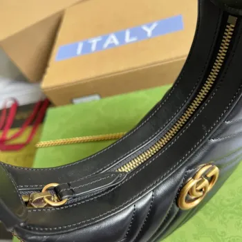 Gucci 699514 GG Marmont half moon shaped mini bag Black