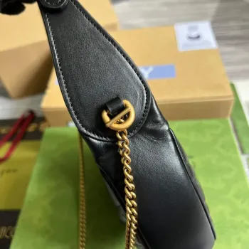 Gucci 699514 GG Marmont half moon shaped mini bag Black