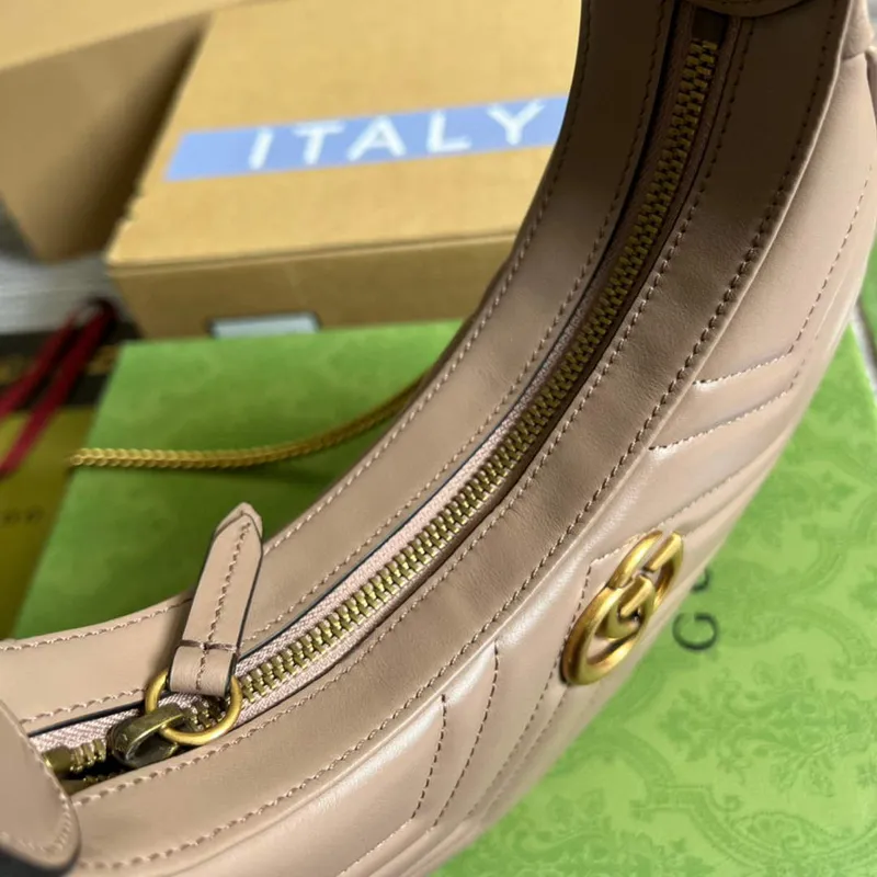 Gucci 699514 GG Marmont half moon shaped mini bag Light Pink